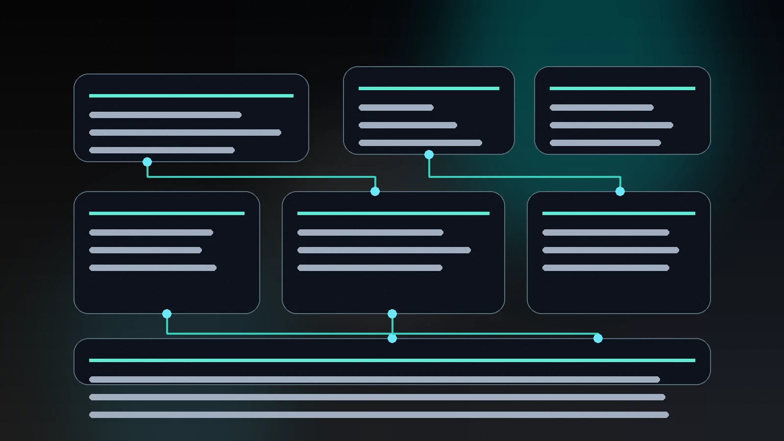 Abstract Sacramento service business owner dashboard with dark workflow cards and teal automation signals