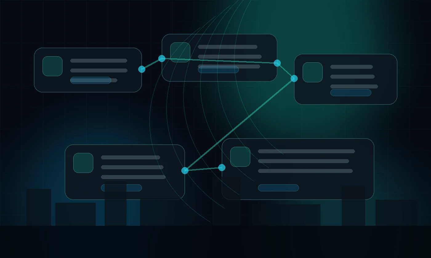 Dark Sacramento lead qualification workflow with customer signal cards, CRM fields, and teal automation accents