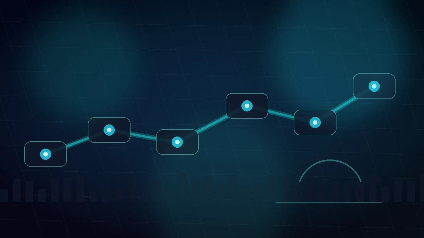 Abstract sales pipeline automation workflow with Sacramento-inspired teal and cyan accents